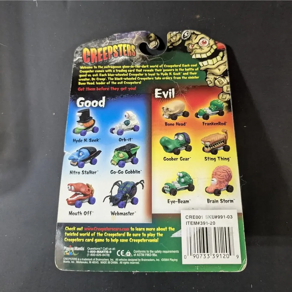 2004 Creepsters Bone Head Glow in the Dark 1:64 Diecast Car w/ Card